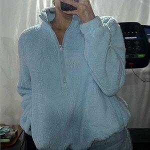 No Boundaries Light Blue Sherpa Half-Zip